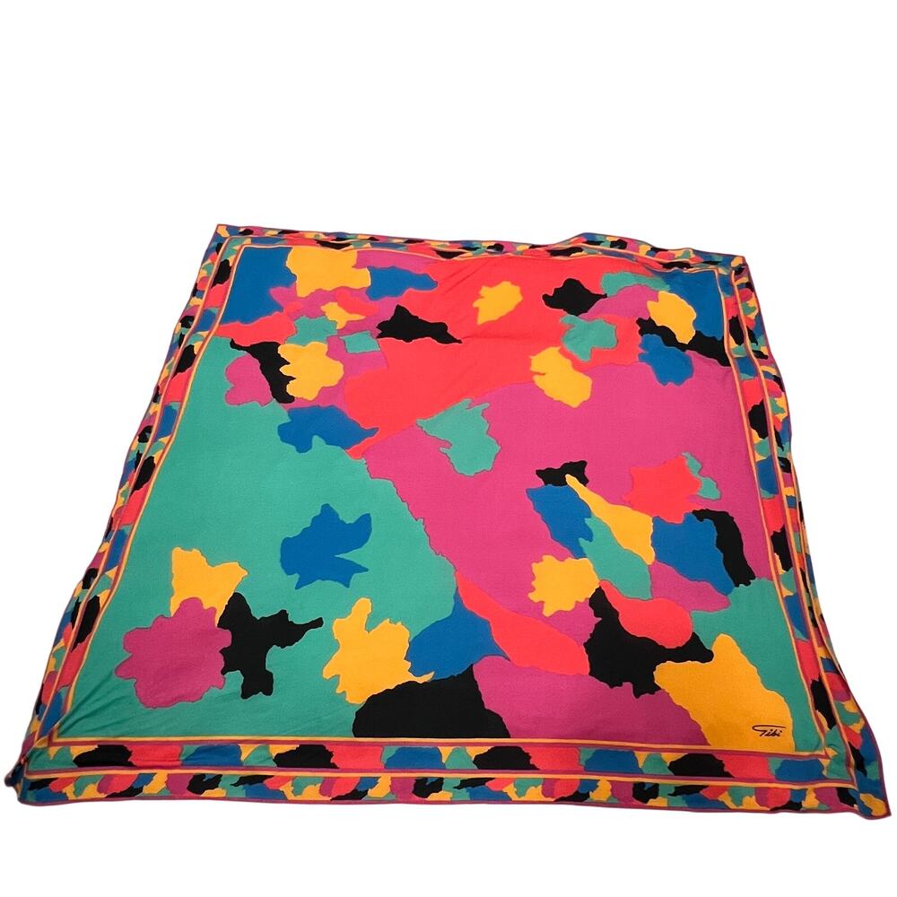 Vintage Gibi Multi Color 53" x 50" Sarang Wrap 80s‎ 90s Bright Color Cover-up